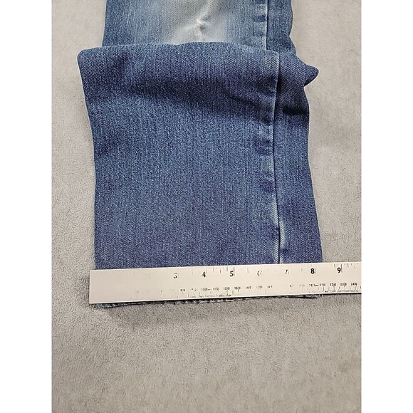 LL Bean Flannel Lined Jeans Mens 33 30x20 Straight Cotton Rise Distressed Work - Picture 4 of 16